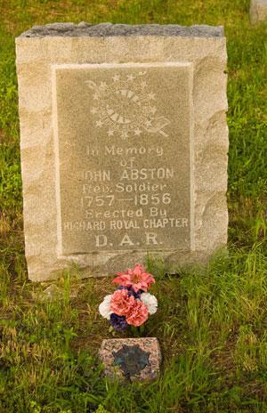 American Revolutionary War Soldier John Abston, died in 1856, and was the first person buried in the historic Abston 